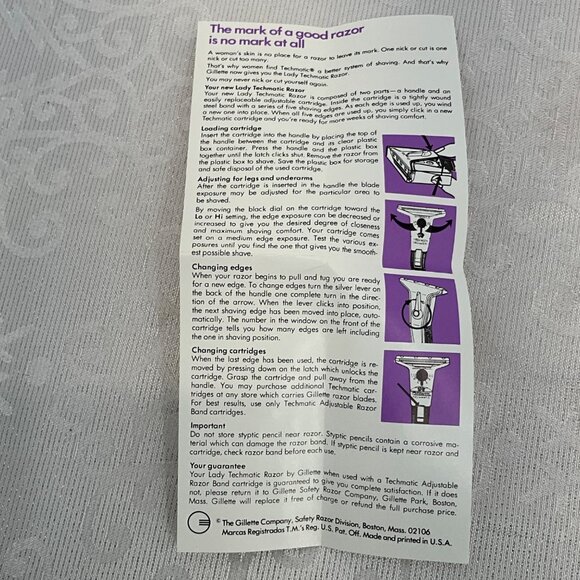 Vintage Gillette Techmatic Adjustable Razor With Purple Handle - Picture 5 of 5